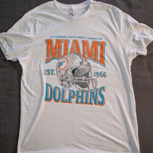 NFL Miami Dolphins White Orange Teal Graphic Tee